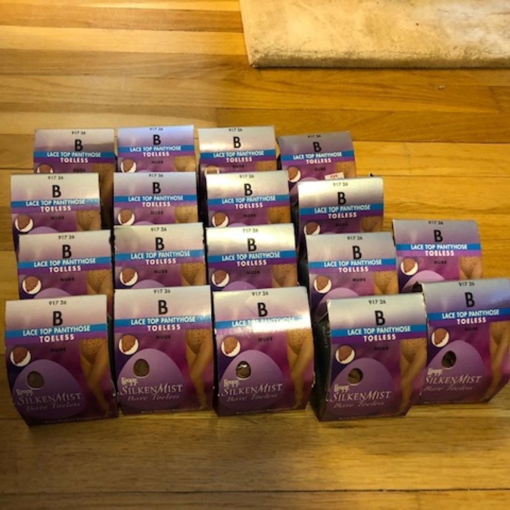 18 pairs of NEW in package L'eggs Silken Mist Nude TOELESS pantyhose Size B